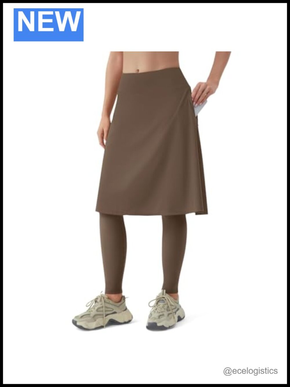Women's Skirted Leggings Knee Length Athletic Skirt with Full Leggings